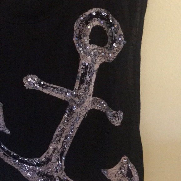 Sequin black anchor shirt sz large - Picture 2 of 7